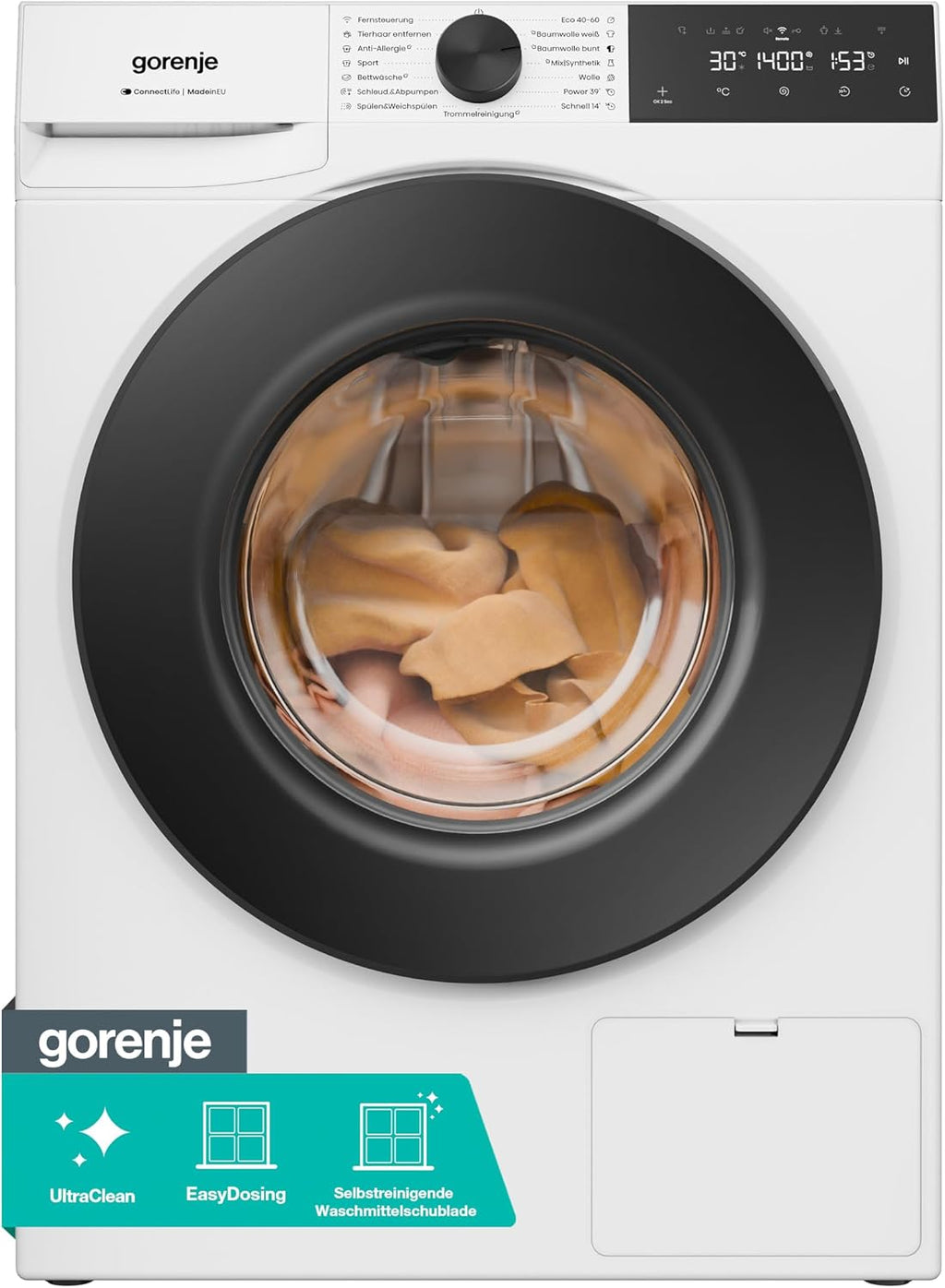Gorenje WGAM474A Waschmaschine mit Dampffunktion /7 KG /1400 U-Min/ConnectLife /15 Programme/UltraClean/EasyDosing/SteamTech/Inverter PowerDrive /20%
