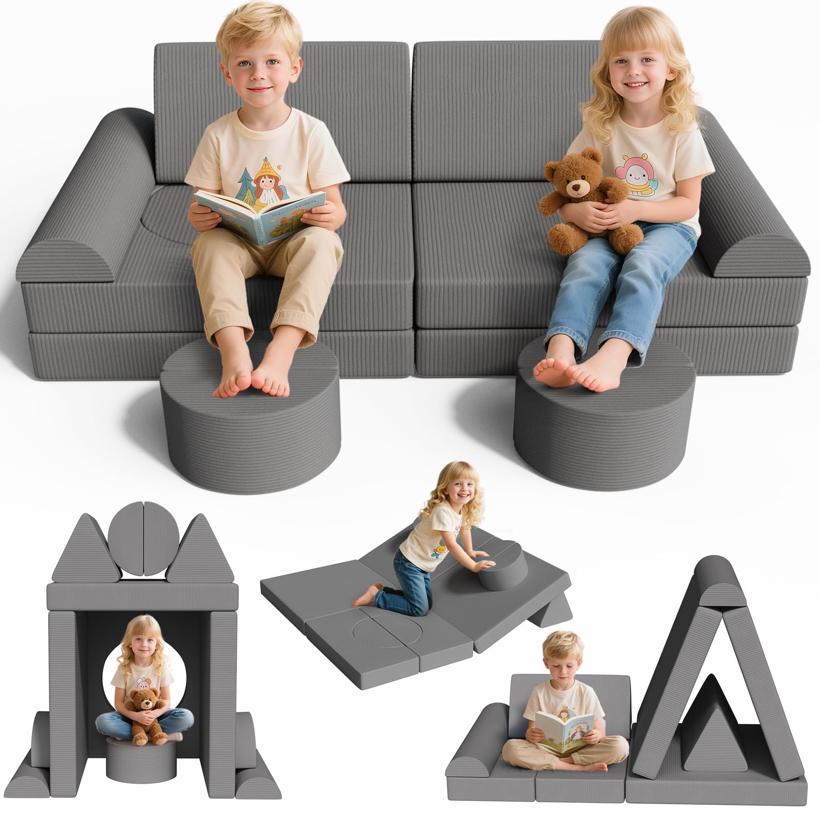 MAMIZO Spielsofa Cord, Kindersofa-Bausteine,Spielsofa für Kinder Oeko-TEX