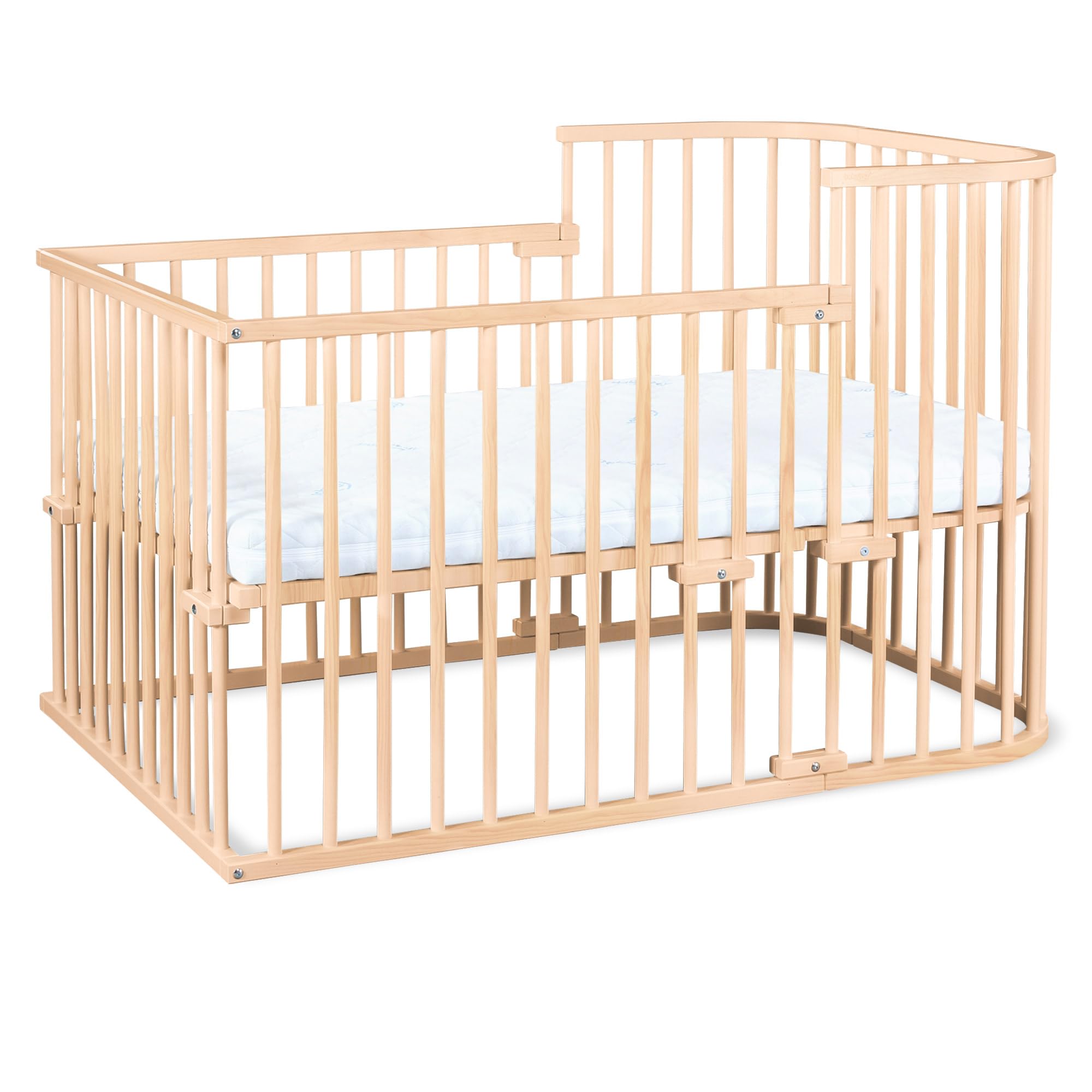 babybay Original Beistellbett aus massivem Buchenholz mit Matratze, höhenverstellbares Babybett für Neugeborene