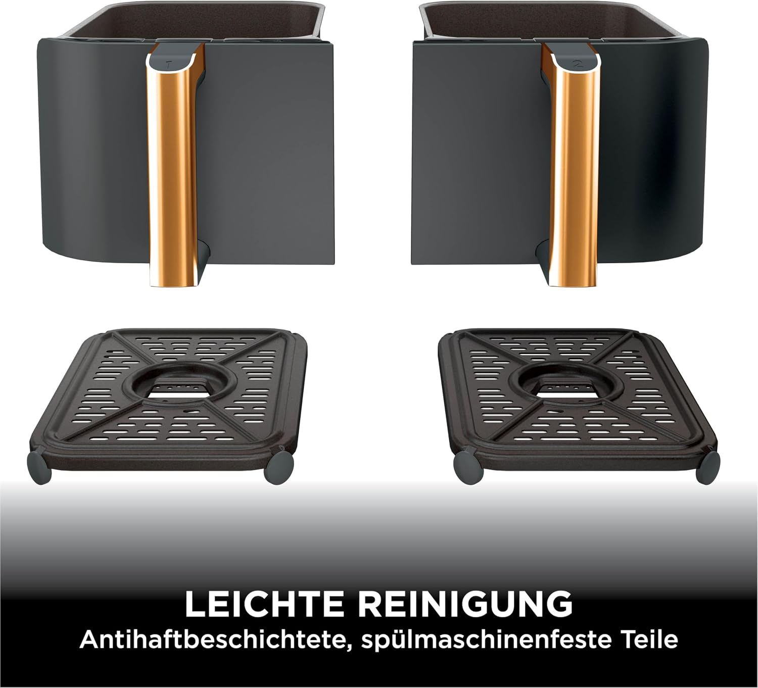 Ninja Foodi MAX Dual Zone Heißluftfritteuse, 9,5L Airfryer, 2 Fächer, mit Zange, Antihaftbeschichtung, spülmaschinenfeste Körbe, 6-in-1