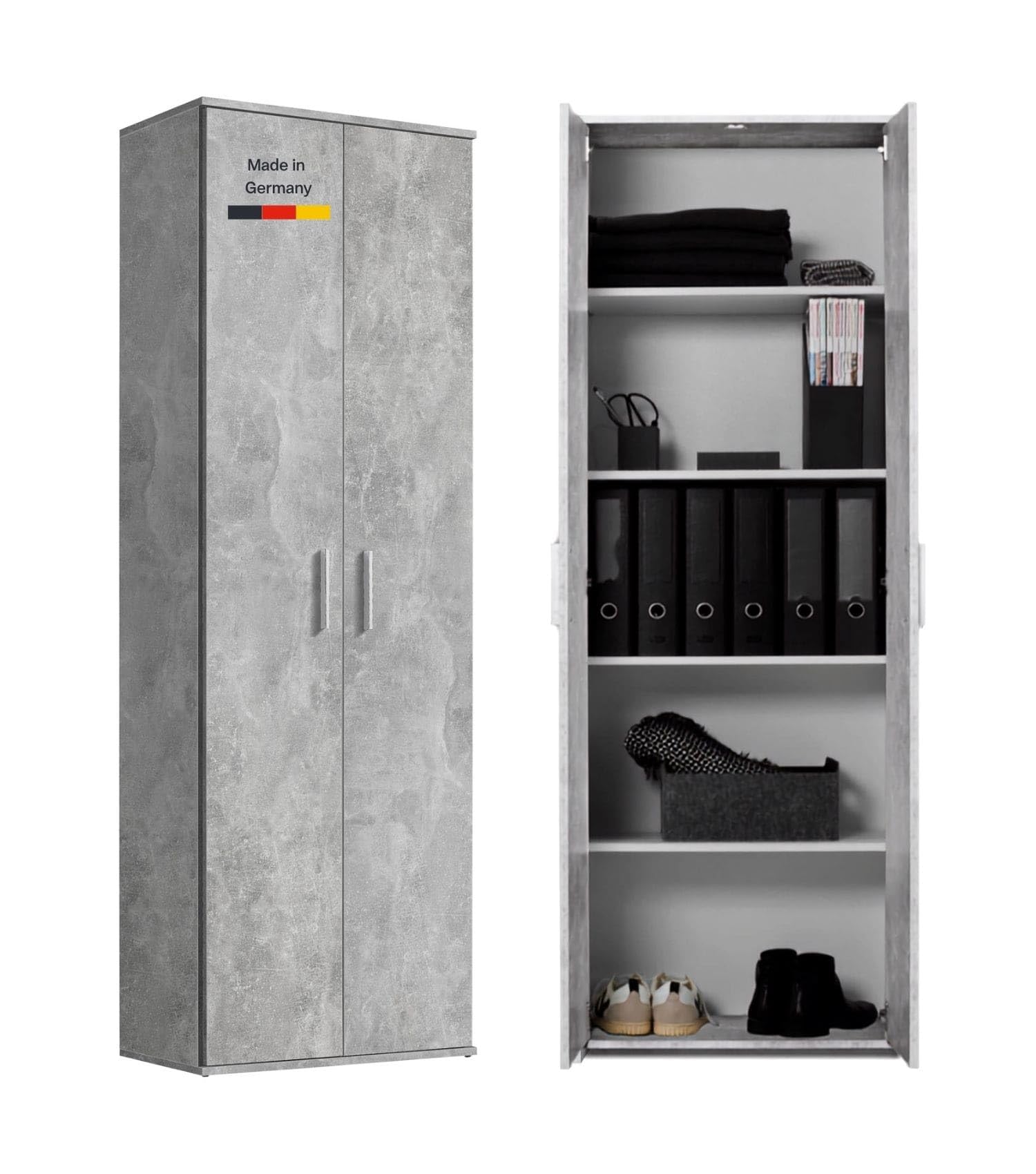 mokebo Mehrzweckschrank Besenschrank (60x180 cm) 'Der Lange' Made in Germany aus Holz auch als Haushaltsschrank Putzschrank Vorratsschrank