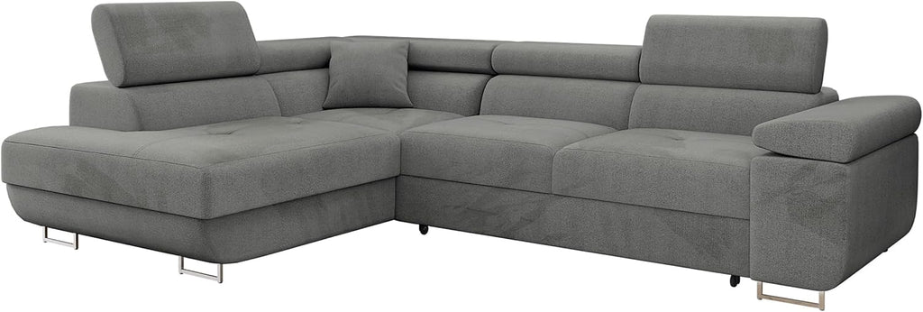 Mirjan24 Torezio Ecksofa mit Schlaffunktion & Bettkasten – L-Form Wohnlandschaft mit verstellbaren Kopfstützen, Schlafsofa für Wohnzimmer