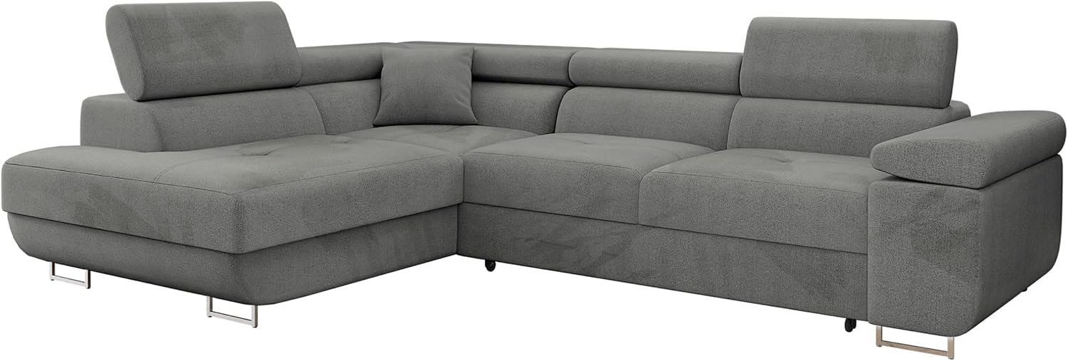 Mirjan24 Torezio Ecksofa mit Schlaffunktion & Bettkasten – L-Form Wohnlandschaft mit verstellbaren Kopfstützen, Schlafsofa für Wohnzimmer