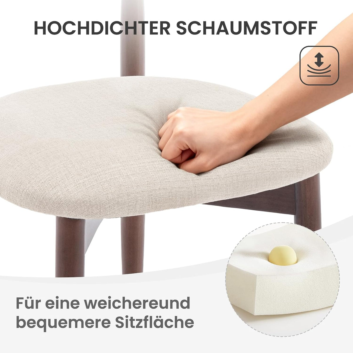 COLAMY Küchenstuhl Esszimmerstühle 4er Set, Moderne Polsterstuhl Essstühle mit Fester Rückenlehne, Stoff Esszimmerstühl mit Holzbein für Esszimmer