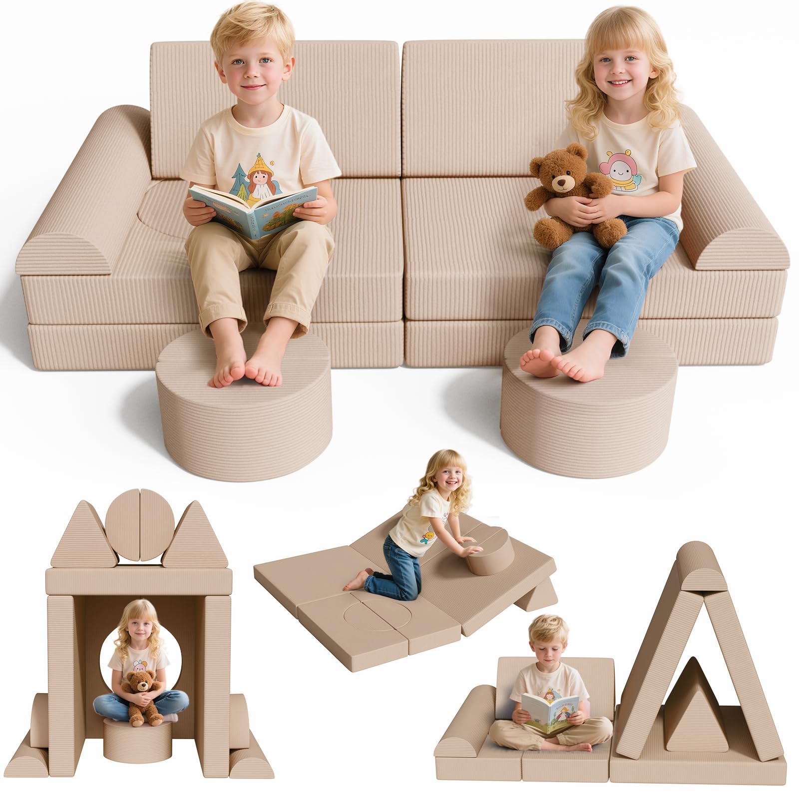 MAMIZO Spielsofa Cord, Kindersofa-Bausteine,Spielsofa für Kinder Oeko-TEX