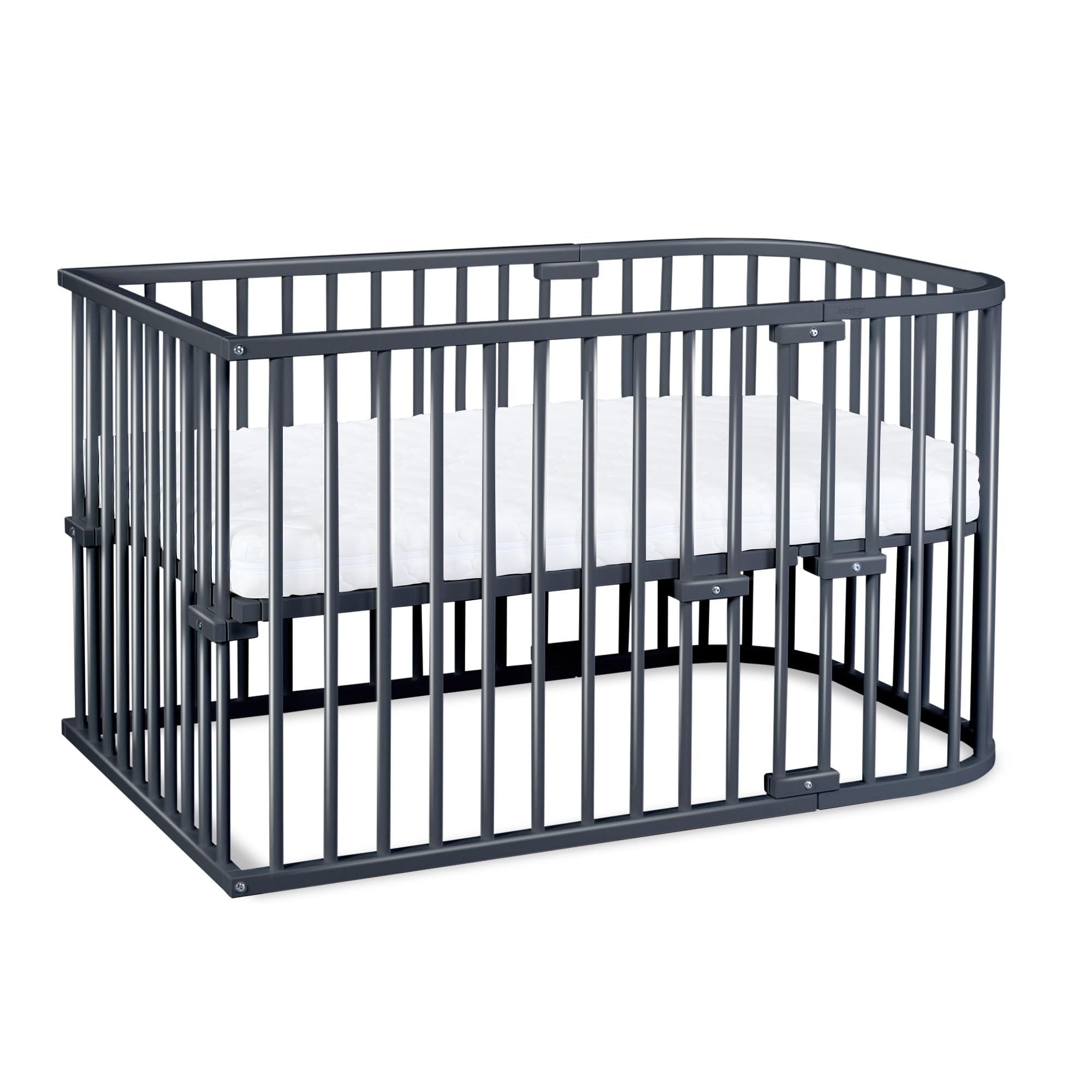 babybay Original Beistellbett aus massivem Buchenholz mit Matratze, höhenverstellbares Babybett für Neugeborene