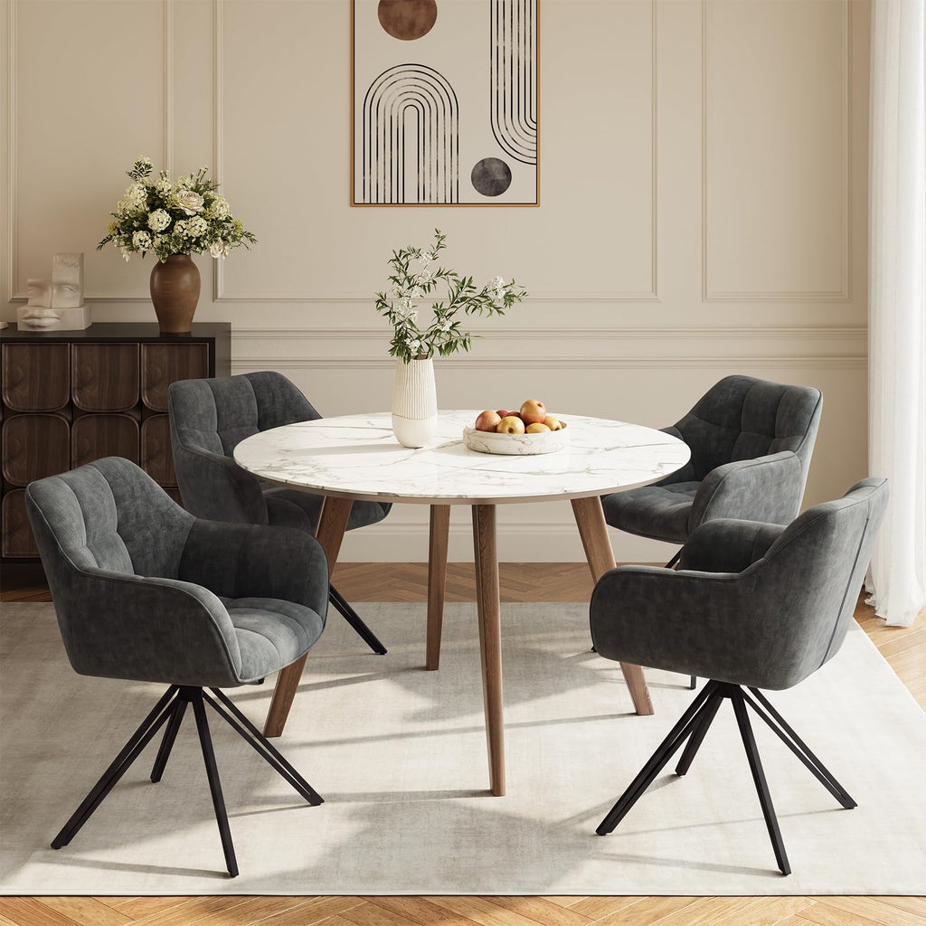 COLAMY Drehstühle für Esszimmer, 2er Set, Drehbare Polsterstühle mit Armlehnen und Rückenlehne, Bequeme Küchenstühle für Wohnzimmer & Essbereich