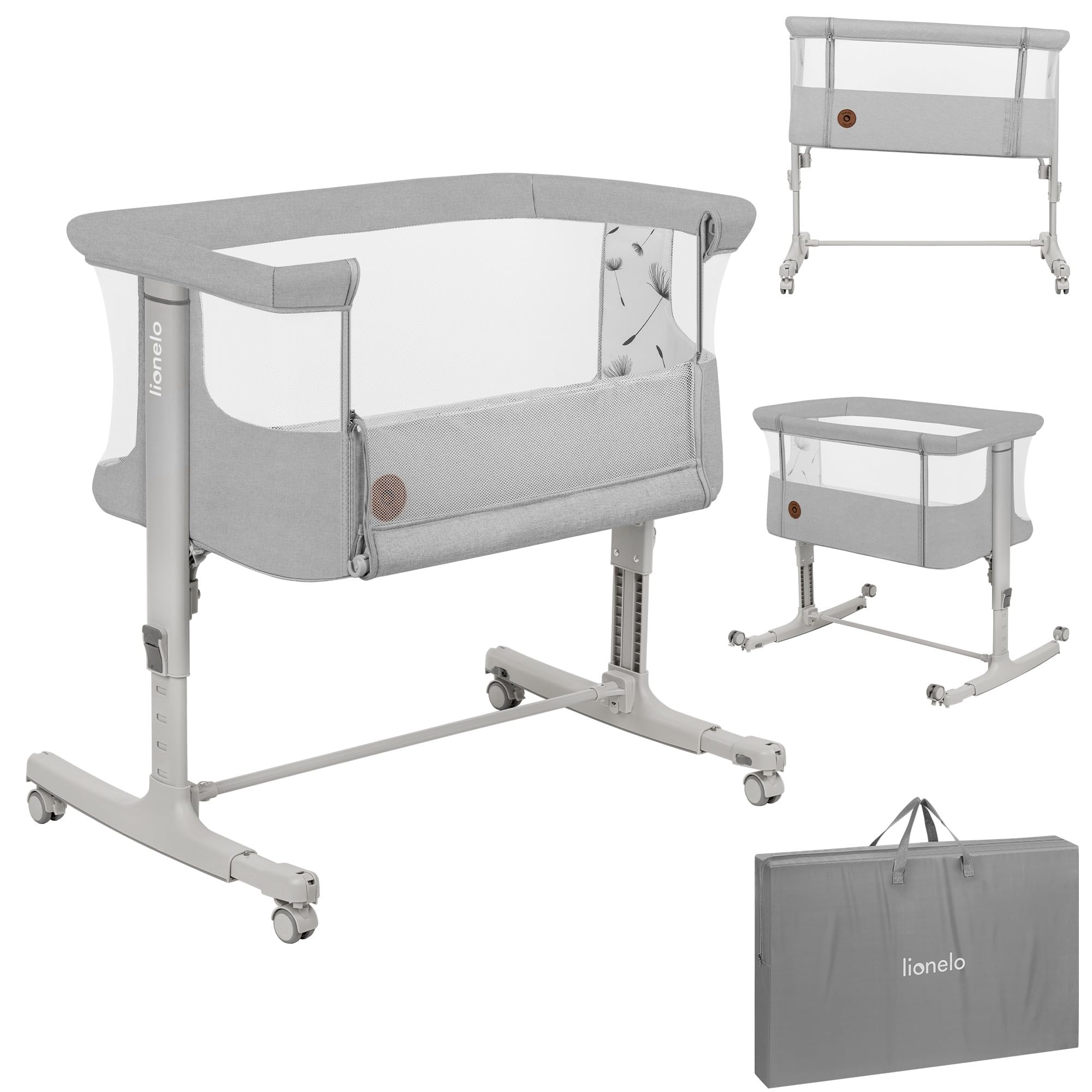 Lionelo Aurora 3 in 1 Babybett bis 9 kg, Beistellbett, Wiege