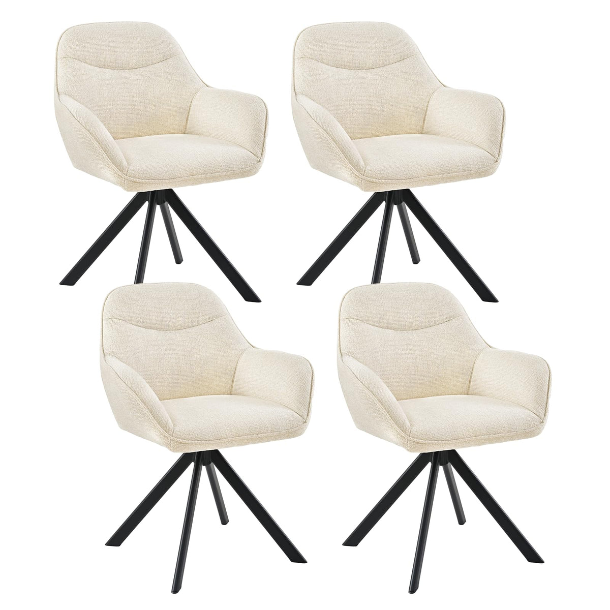 6er Set Esszimmerstühle Drehbar mit Armlehne, 360° Drehstuhl Polsterstuhl Samt Modern Küchenstuhl mit Metallbeine für Esszimmer, Wohnzimmer, Büro