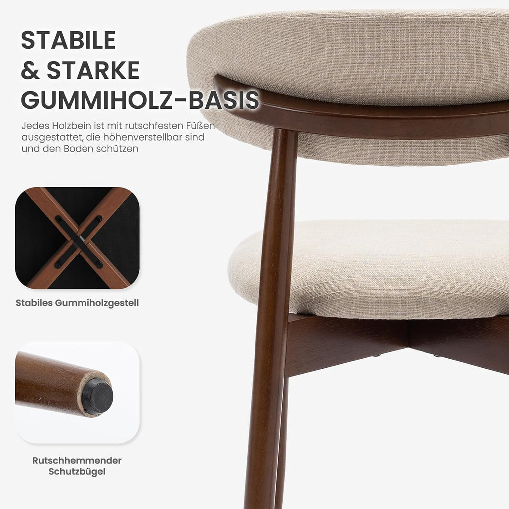 COLAMY Küchenstuhl Esszimmerstühle 4er Set, Moderne Polsterstuhl Essstühle mit Fester Rückenlehne, Stoff Esszimmerstühl mit Holzbein für Esszimmer