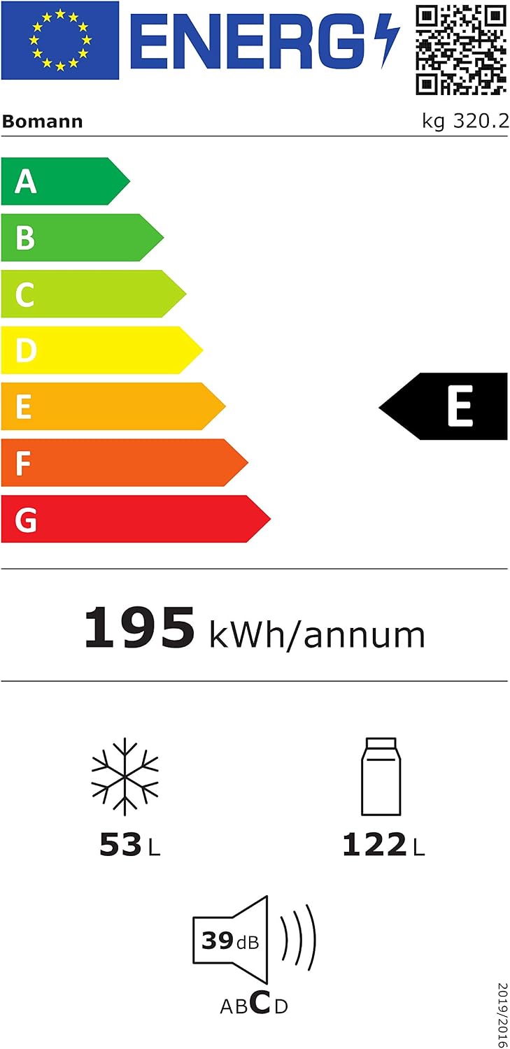 Bomann® Kühlschrank mit Gefrierfach | Energieklasse E | 143cm | Kühl Gefrierkombination leise 39 dB | 3 Ablagen & 3 Schubladen | Türanschlag