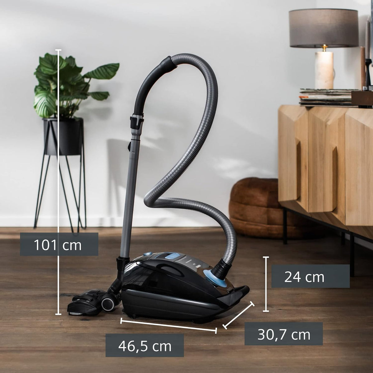 Siemens Staubsauger mit Beutel Q5.0 extreme silencePower VSQ5X1230, ideal für Allergiker, Hygiene-Filter, starke Saugleistung, Bodendüse für Parkett