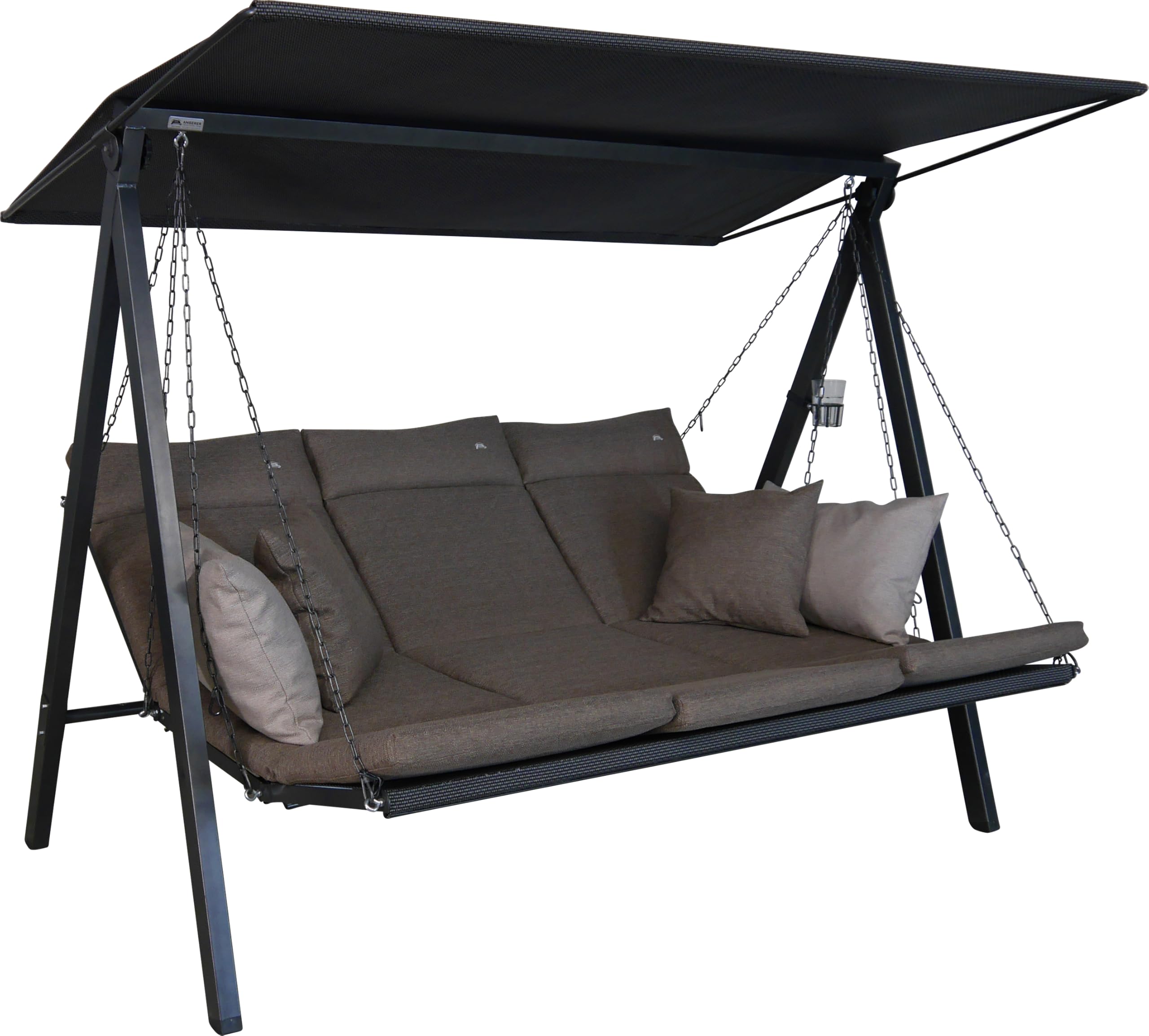 ANGERER Hollywoodschaukel Lounge Smart 3-Sitzer mit Bettfunktion & Sonnendach – Gartenschaukel mit Liegefunktion, Made in Germany