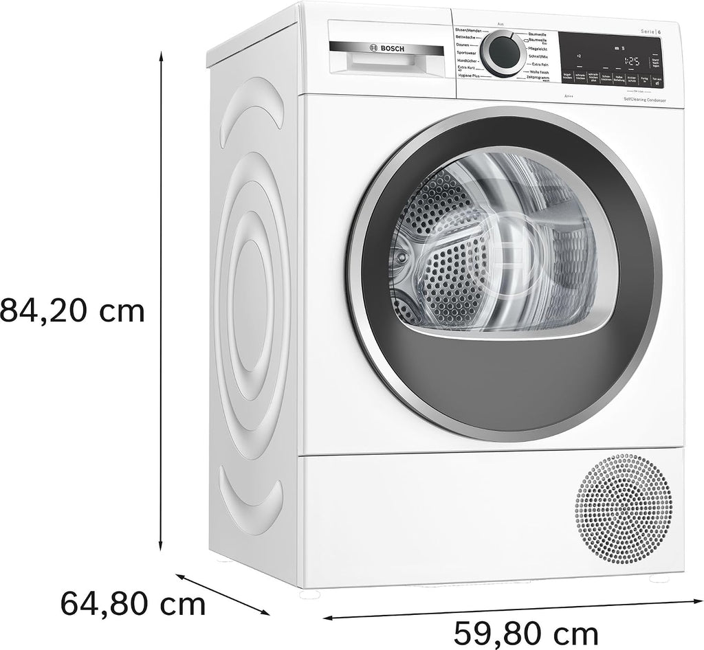 Bosch WQG235D00, Serie 6, Wärmepumpentrockner 8 kg, Schneller getrocknete Wäsche, Auto Dry, Option Halbe Beladung, Sensitive Drying-System