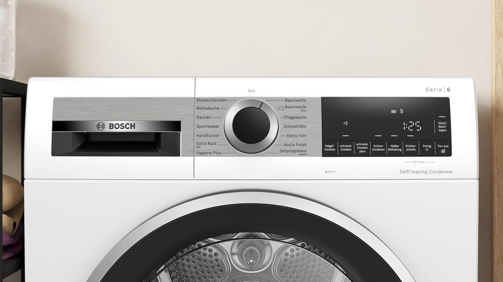Bosch WQG235D00, Serie 6, Wärmepumpentrockner 8 kg, Schneller getrocknete Wäsche, Auto Dry, Option Halbe Beladung, Sensitive Drying-System