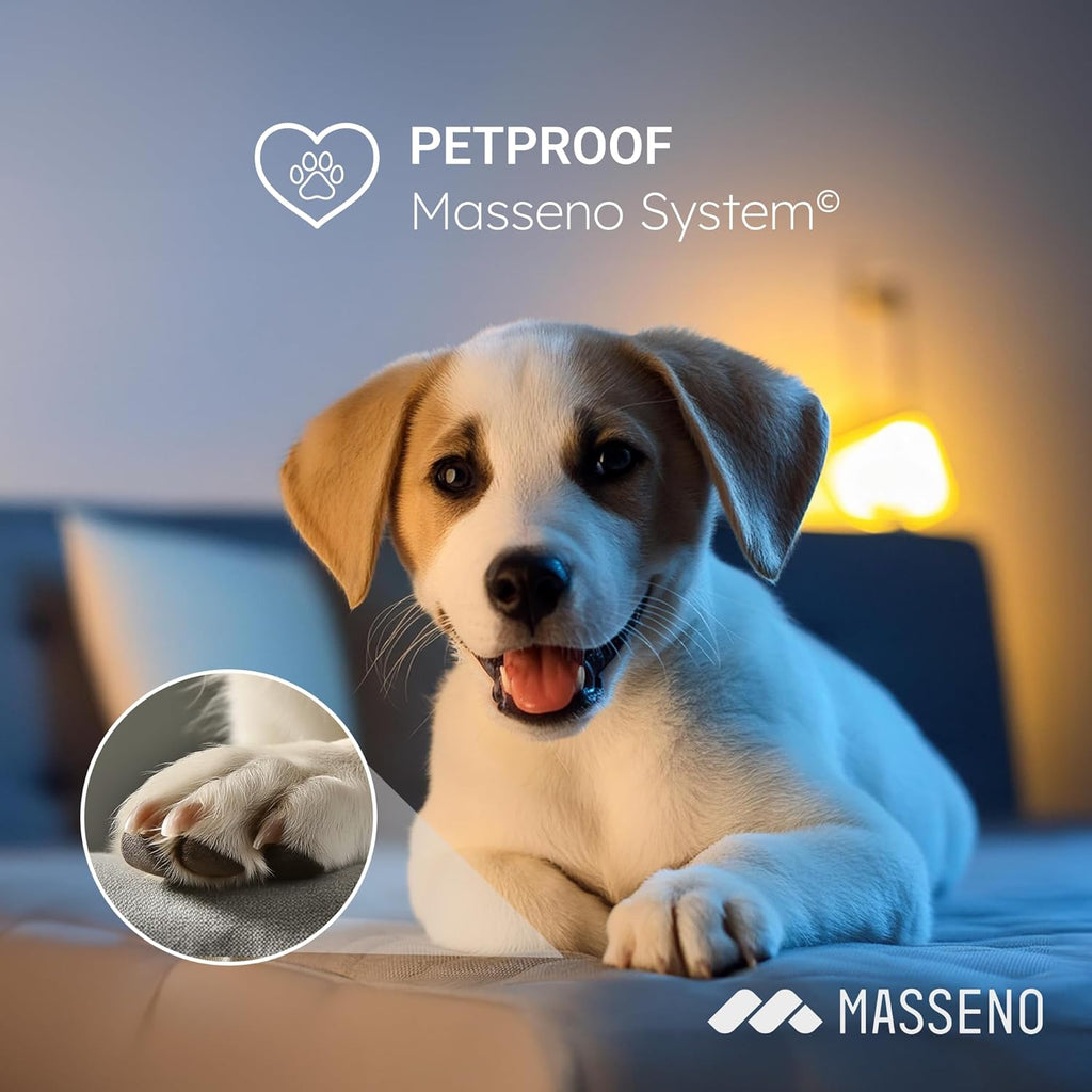 Masseno Boxspringbett PISA Creme mit Matratze & Topper, Polsterbett mit Bettkasten und gepolstertem Kopfteil