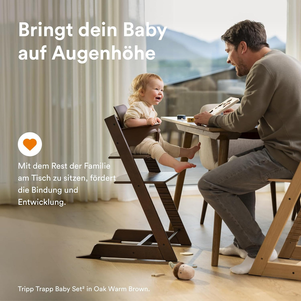Stokke Tripp Trapp Hochstuhl Weiß mit Baby Set2, mitwachsender Kinderhochstuhl aus Buchenholz, verstellbar