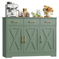 HOCSOK Sideboard, Küchenschrank mit Verstellbaren Ablagen, Weiß & Braun
