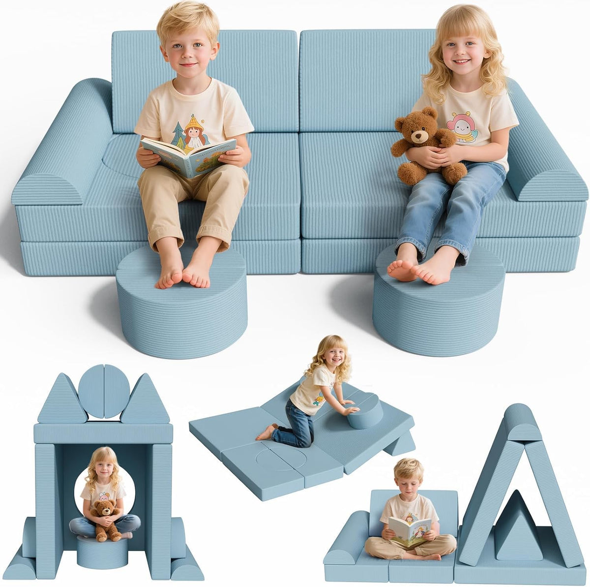 MAMIZO Spielsofa Cord, Kindersofa-Bausteine,Spielsofa für Kinder Oeko-TEX