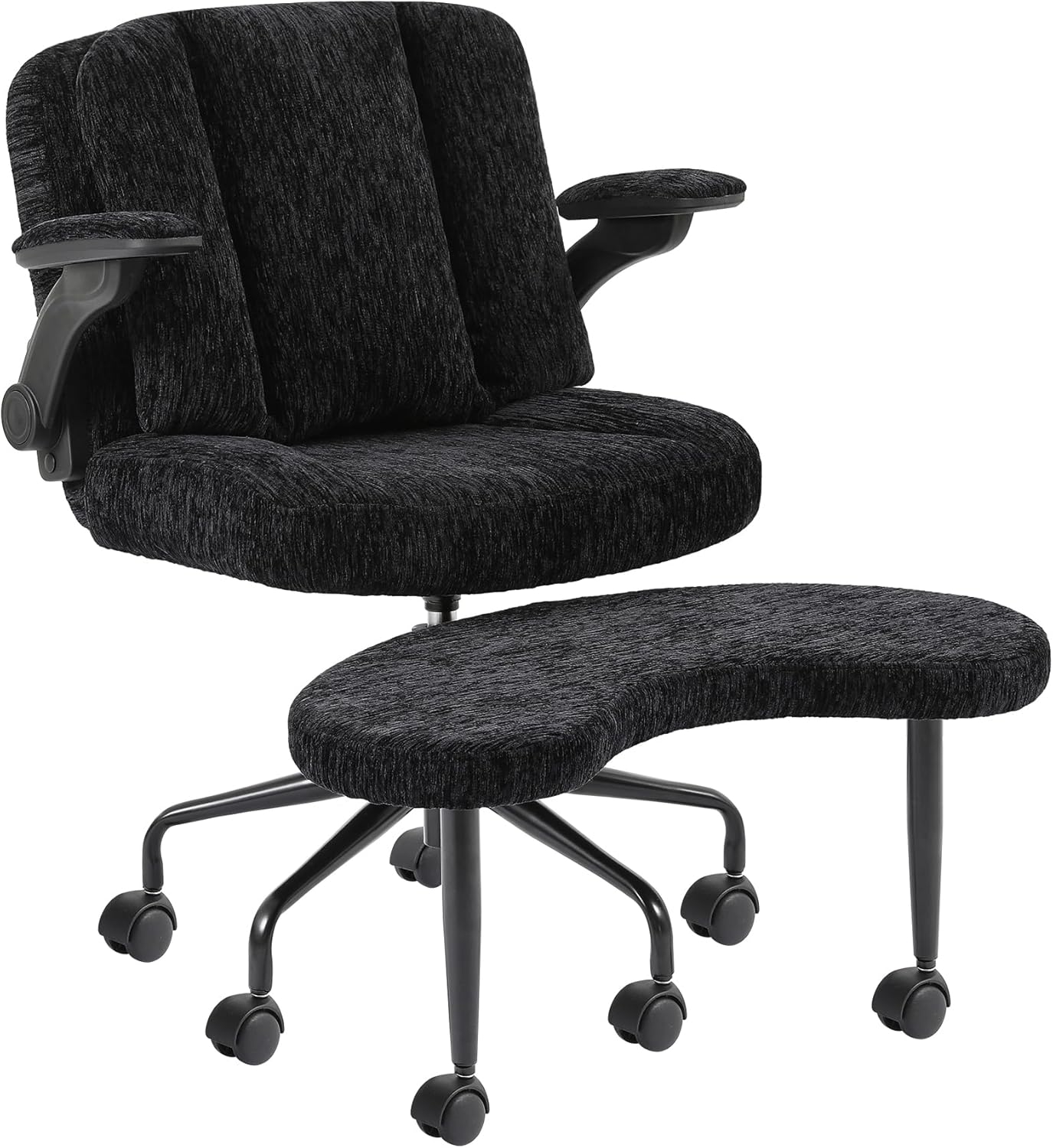 Pipersong Criss Cross Bürostuhl Ergonomisch mit Fußstütze & Rollen, Schreibtischstuhl mit verstellbaren Armlehnen