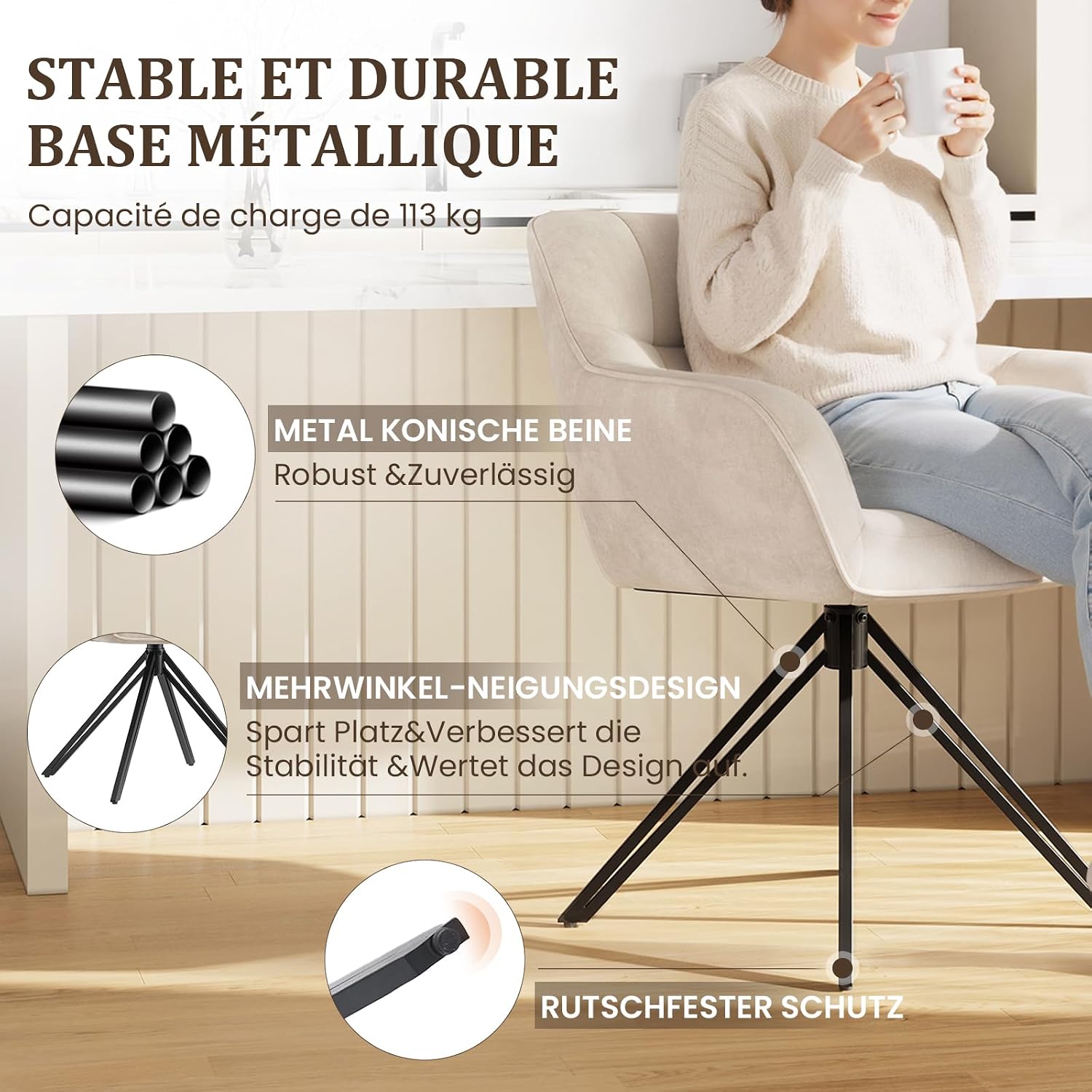 COLAMY Drehstühle für Esszimmer, 2er Set, Drehbare Polsterstühle mit Armlehnen und Rückenlehne, Bequeme Küchenstühle für Wohnzimmer & Essbereich