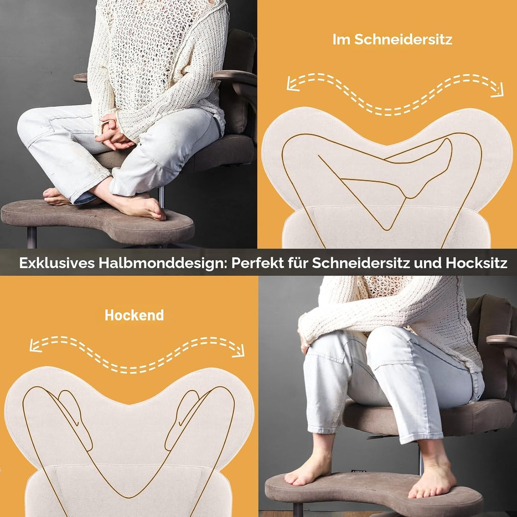 Pipersong Criss Cross Bürostuhl Ergonomisch mit Fußstütze & Rollen, Schreibtischstuhl mit verstellbaren Armlehnen