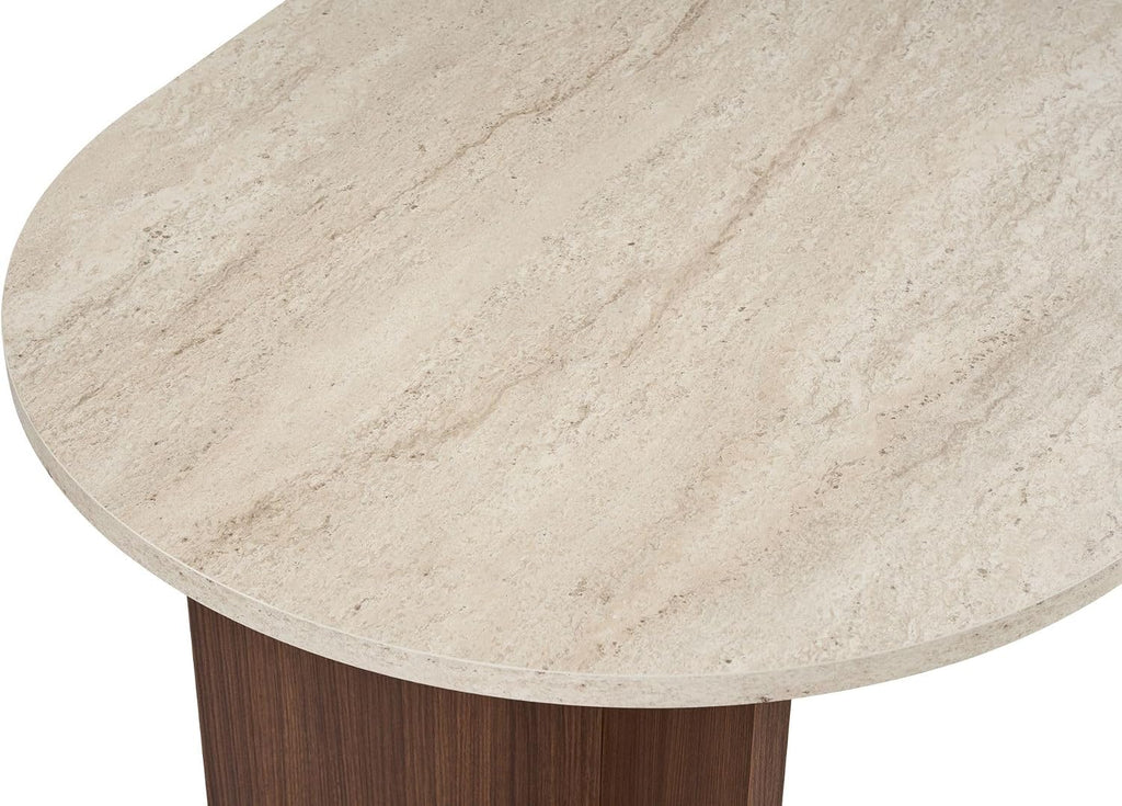 Moderner Esstisch, 180 x 90 x 75 cm, Travertine & Walnuss-Farben | 100% melaminbeschichtete Spanplatte, 25 mm Stärke | stilvolles & langlebiges