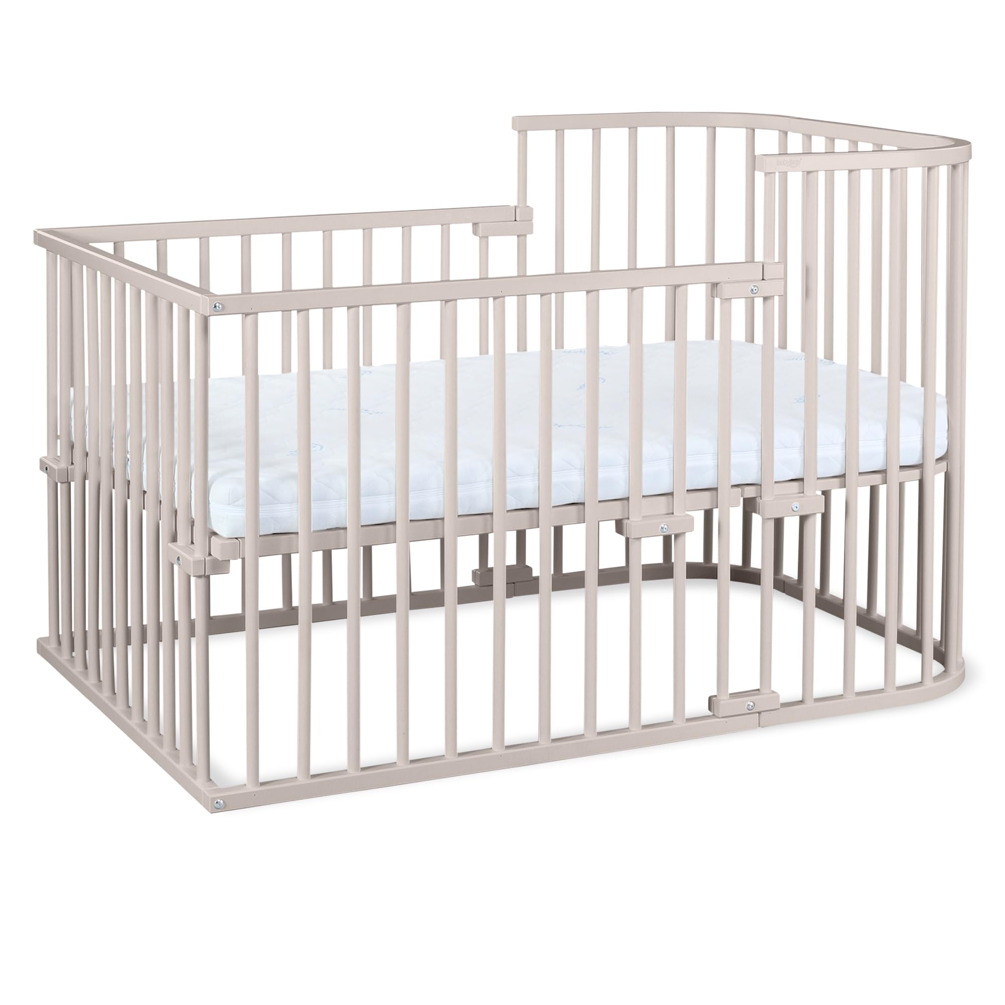 babybay Original Beistellbett aus massivem Buchenholz mit Matratze, höhenverstellbares Babybett für Neugeborene