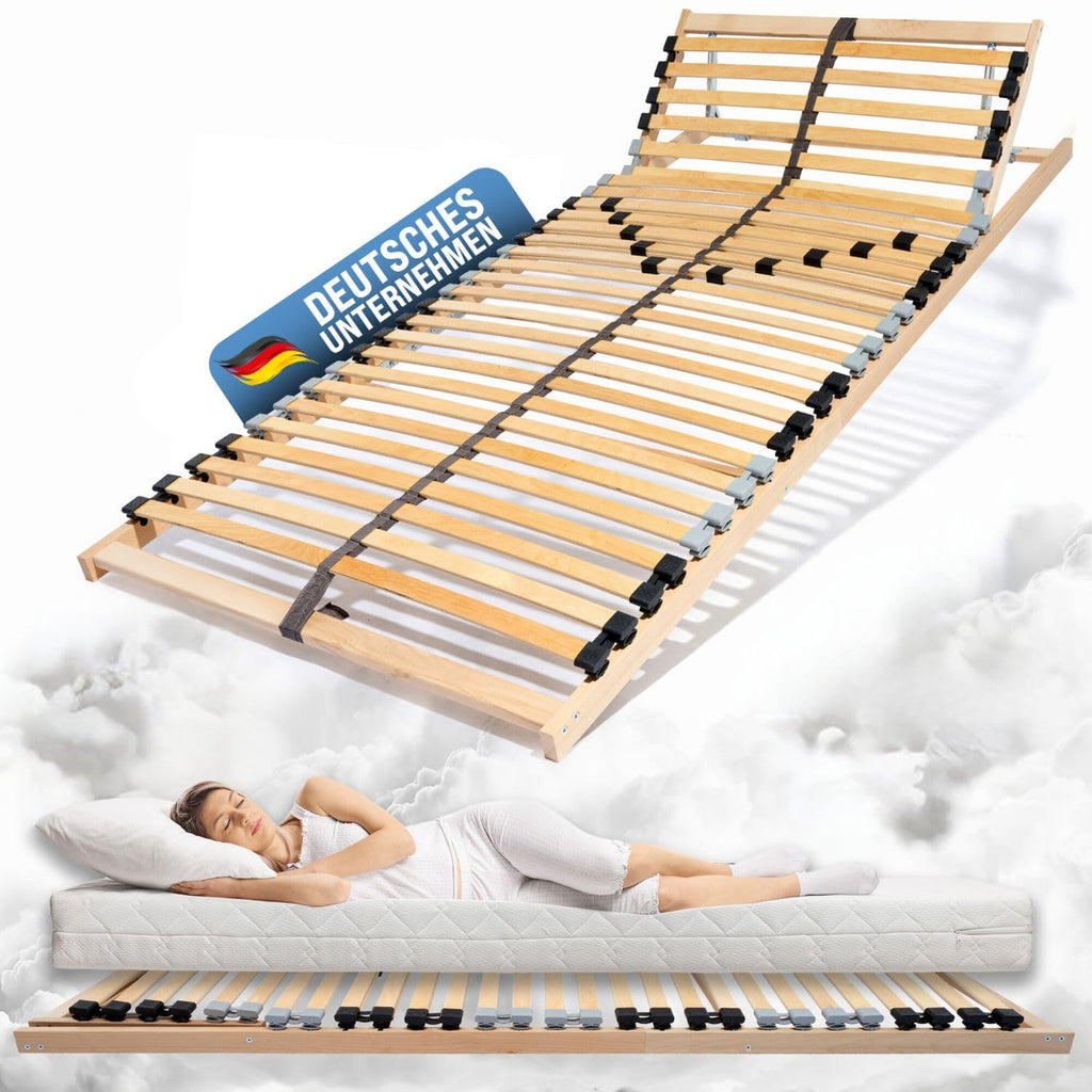 Coemo 7-Zonen Lattenrost 140x200 cm – Verstellbares Kopfteil, 28 Federleisten, 5-fach Härtegrad & Buche-Birken Rahmen bis 140 kg