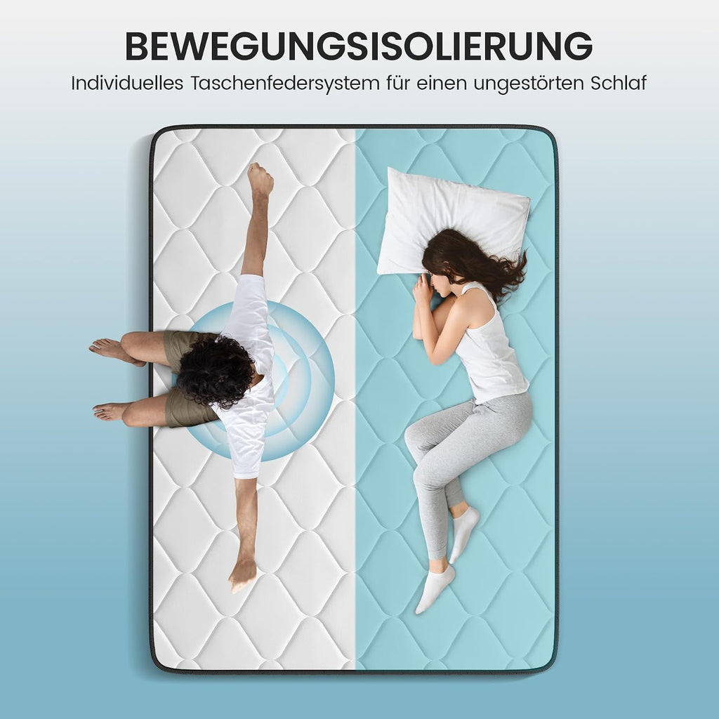 BedStory Matratze 160x200cm,Federkernmatratze H3 Höhe 20cm Taschenfederkernmatratze Mittelfeste Orthopädischem,Öko-Tex Zertifiziert, Matratze für
