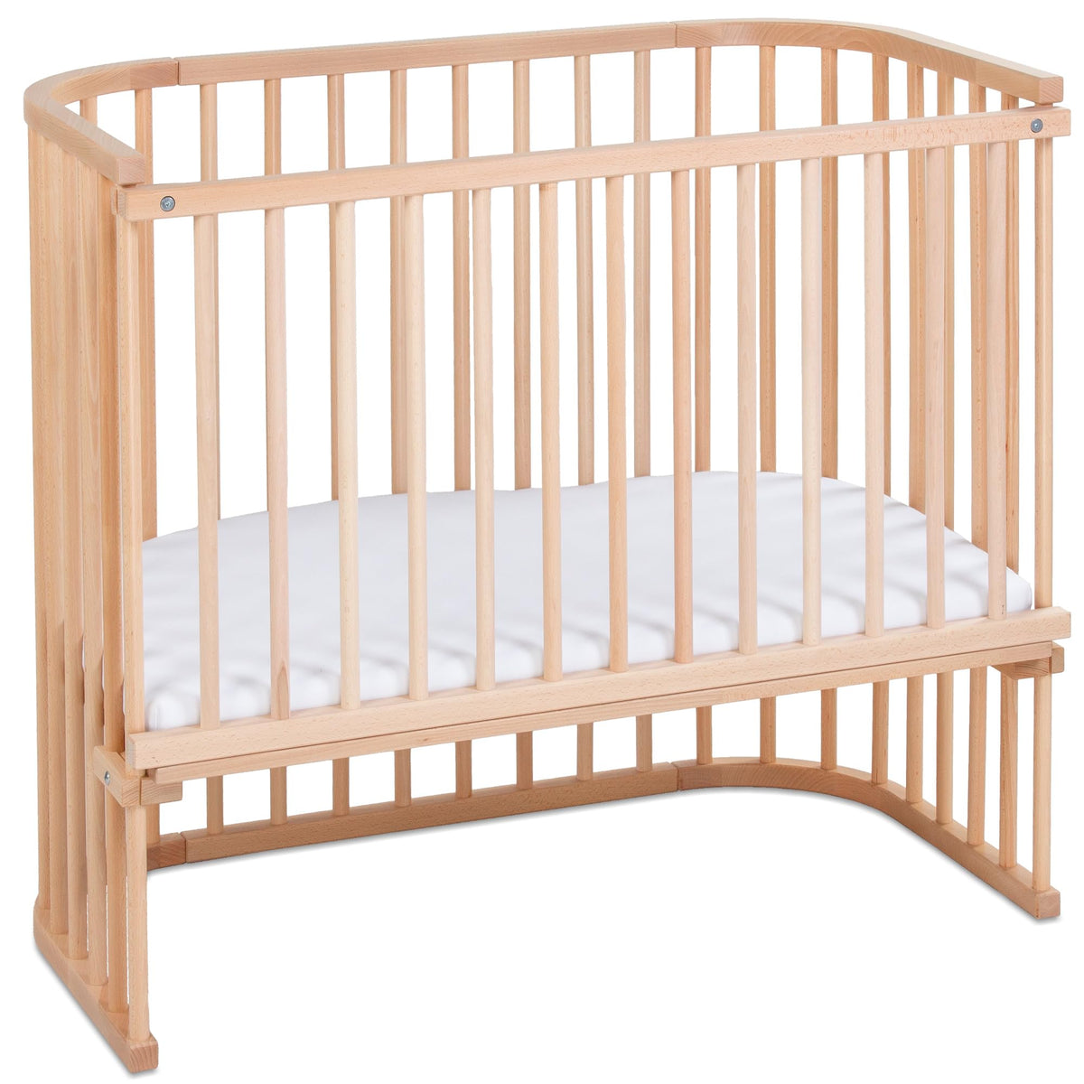 babybay Original Beistellbett aus massivem Buchenholz mit Matratze, höhenverstellbares Babybett für Neugeborene