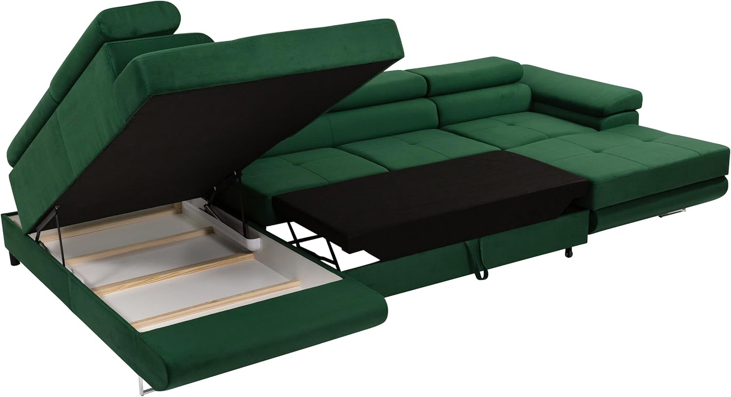 Mirjan24 Torezio Bis Ecksofa U-Form mit Schlaffunktion & Bettkasten, Wohnlandschaft mit verstellbaren Kopfstützen