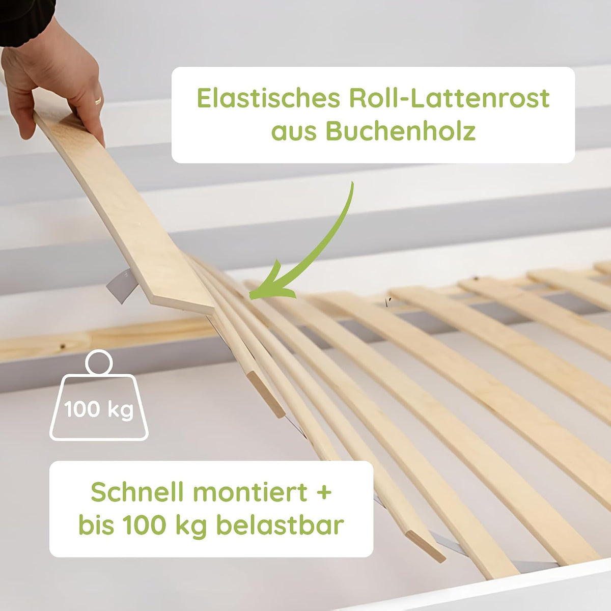 Kids Collective Kinderbett Bodenbett 120x200 cm Bett mit Rausfallschutz & Lattenrost Montessori Bett Bed Gitterbett Kinder Jugendbett Einzelbett |