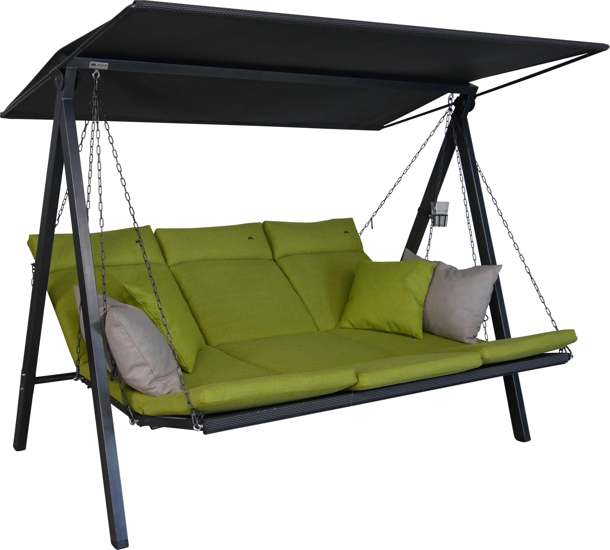 ANGERER Hollywoodschaukel Lounge Smart 3-Sitzer mit Bettfunktion & Sonnendach – Gartenschaukel mit Liegefunktion, Made in Germany
