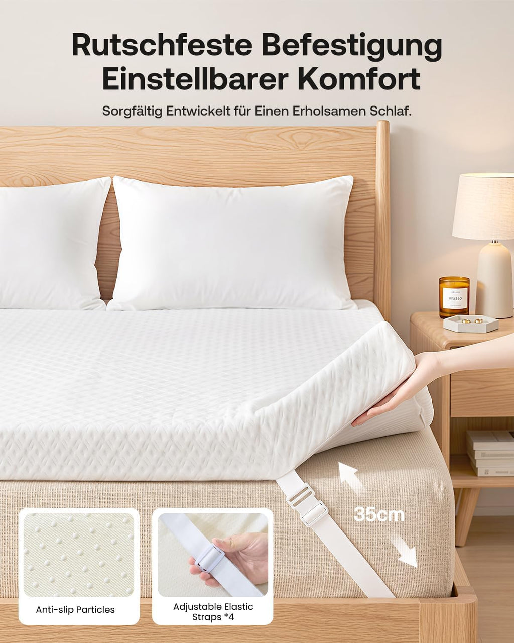Topper 180x200cm,8cm Höhe H4/H5 Doppel-Härtegrad Matratzentopper,Öko-TEX Zertifiziert mit weicher Gel Memory Atmungsaktiv und Waschbar, rutschfest
