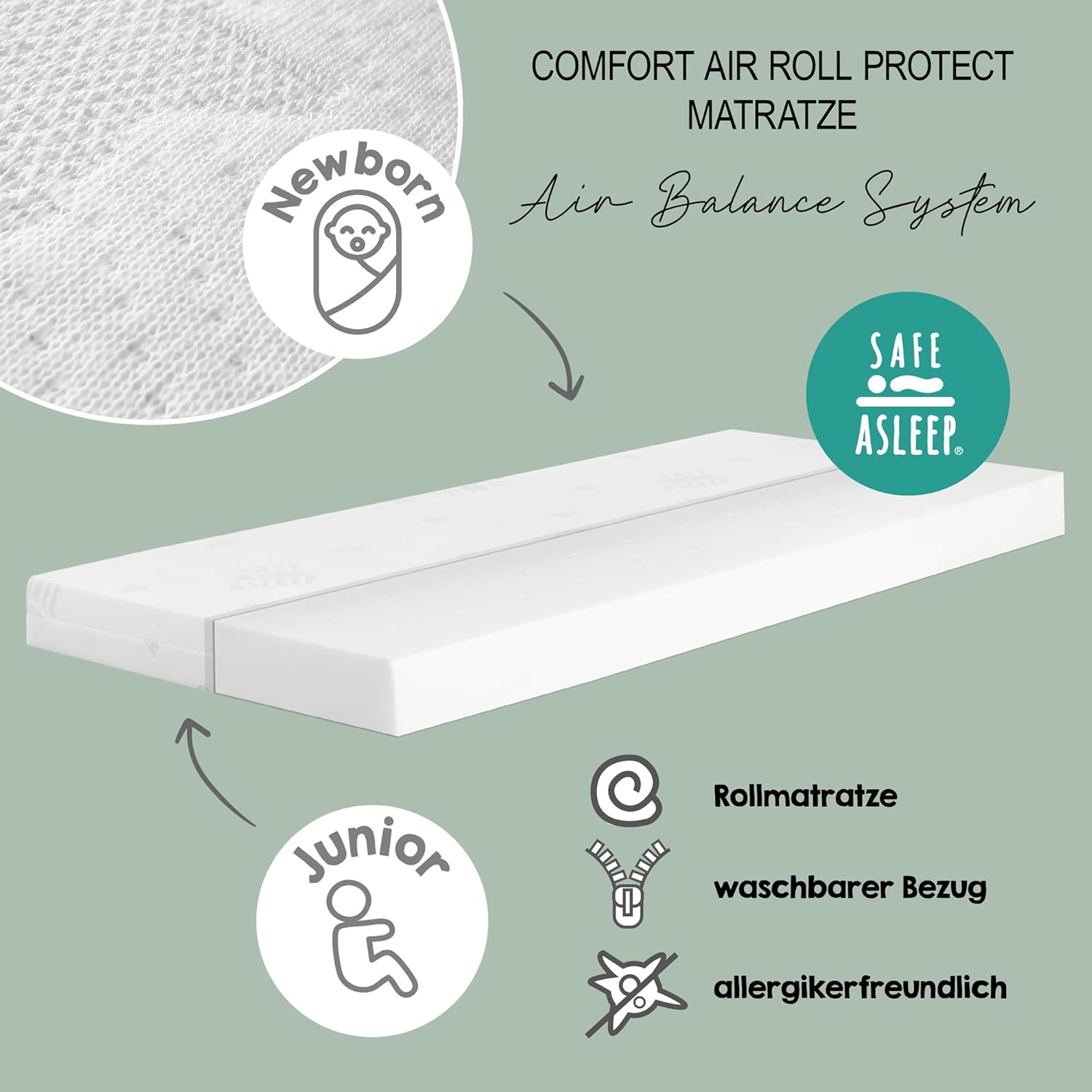 roba Babybett Set 70x140 cm mit Matratze, Bettwäsche & Himmel – Umbaubares Kinderbett zum Juniorbett, höhenverstellbar