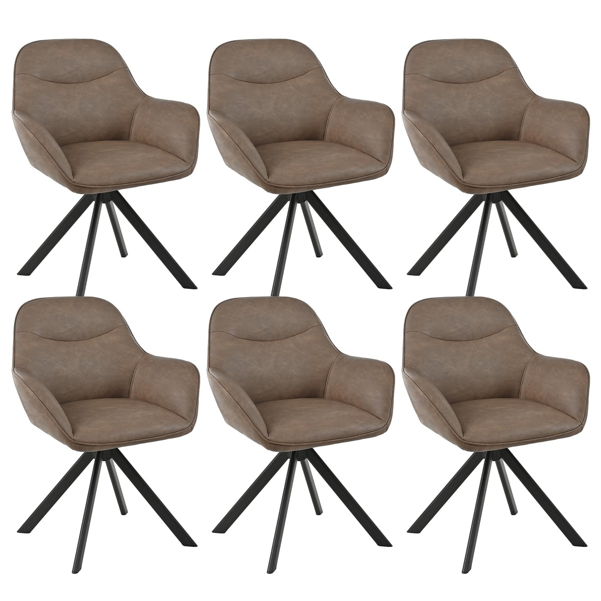6er Set Esszimmerstühle Drehbar mit Armlehne, 360° Drehstuhl Polsterstuhl Samt Modern Küchenstuhl mit Metallbeine für Esszimmer, Wohnzimmer, Büro