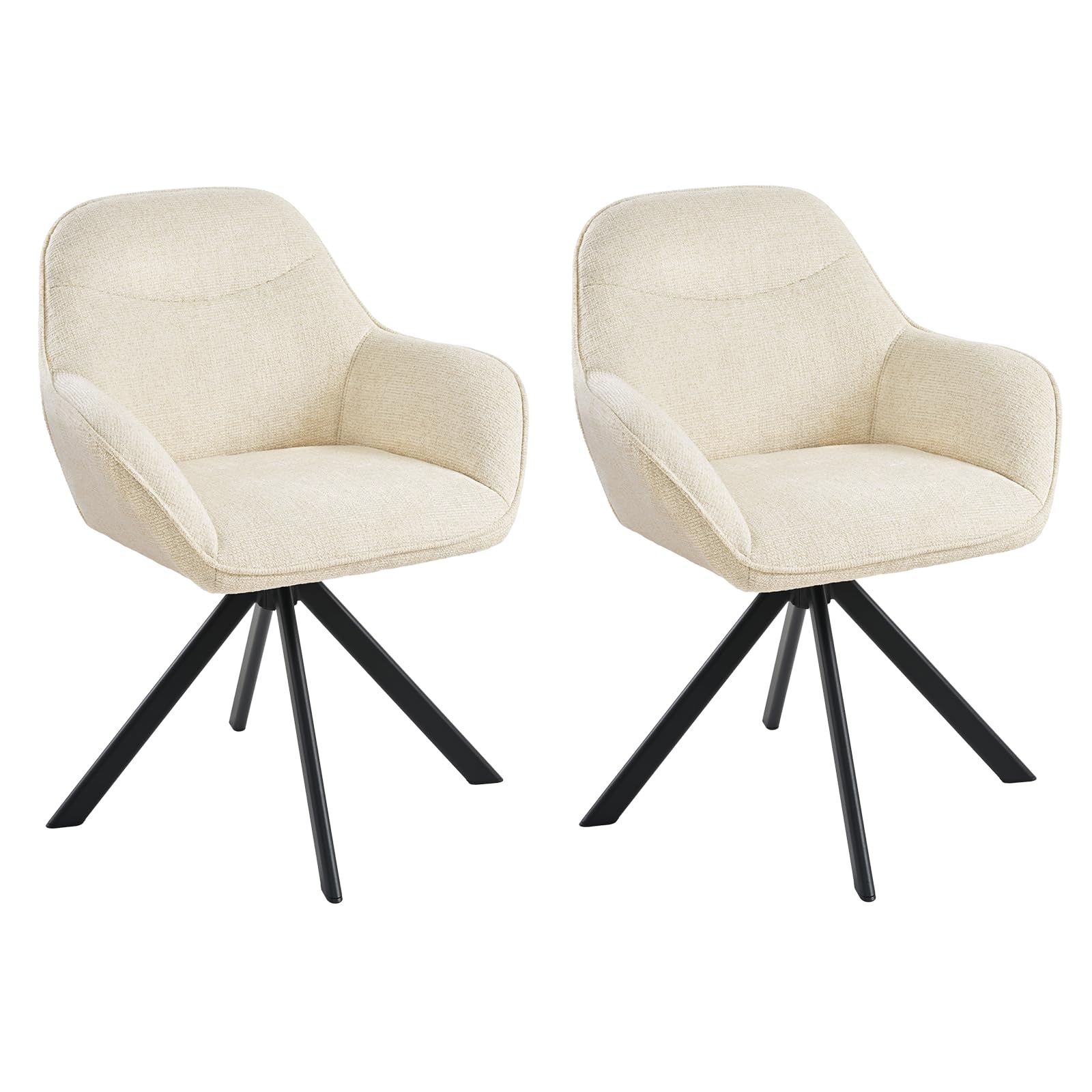 6er Set Esszimmerstühle Drehbar mit Armlehne, 360° Drehstuhl Polsterstuhl Samt Modern Küchenstuhl mit Metallbeine für Esszimmer, Wohnzimmer, Büro