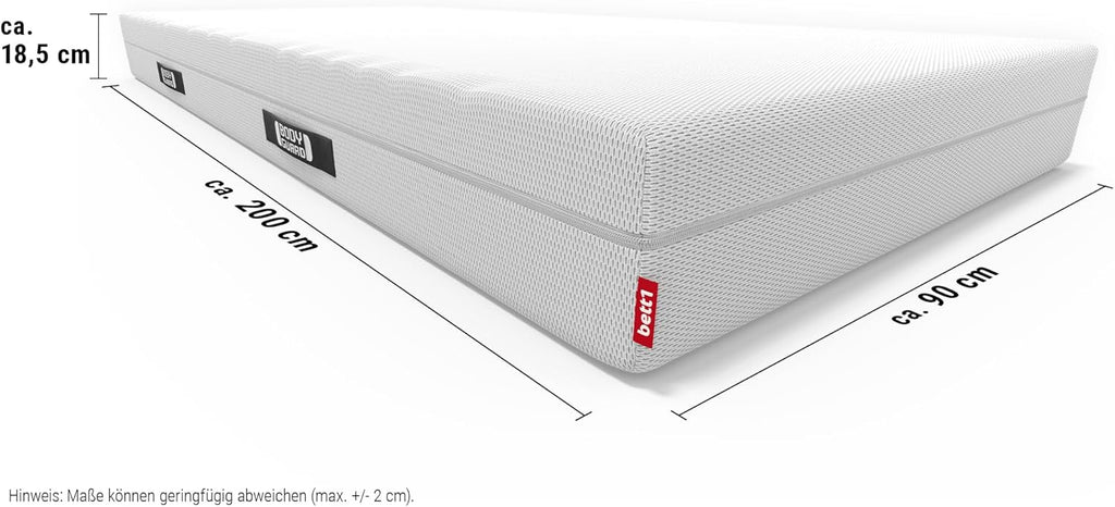 bett1 Bodyguard Matratze 2in1 H2/H3, ergonomische Schaumstoffmatratze mit QXSchaum & waschbarem Bezug, Weiß