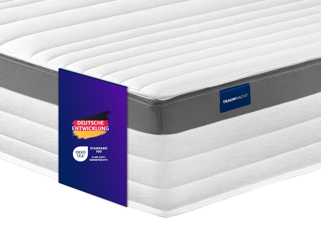 Traumnacht Exklusiv 7-Zonen 1.000er Tonnentaschenfederkernmatratze, 23 cm Premiumhöhe, Öko-Tex zertifiziert, Härtegrad 4 (H4), 100 x 200 cm