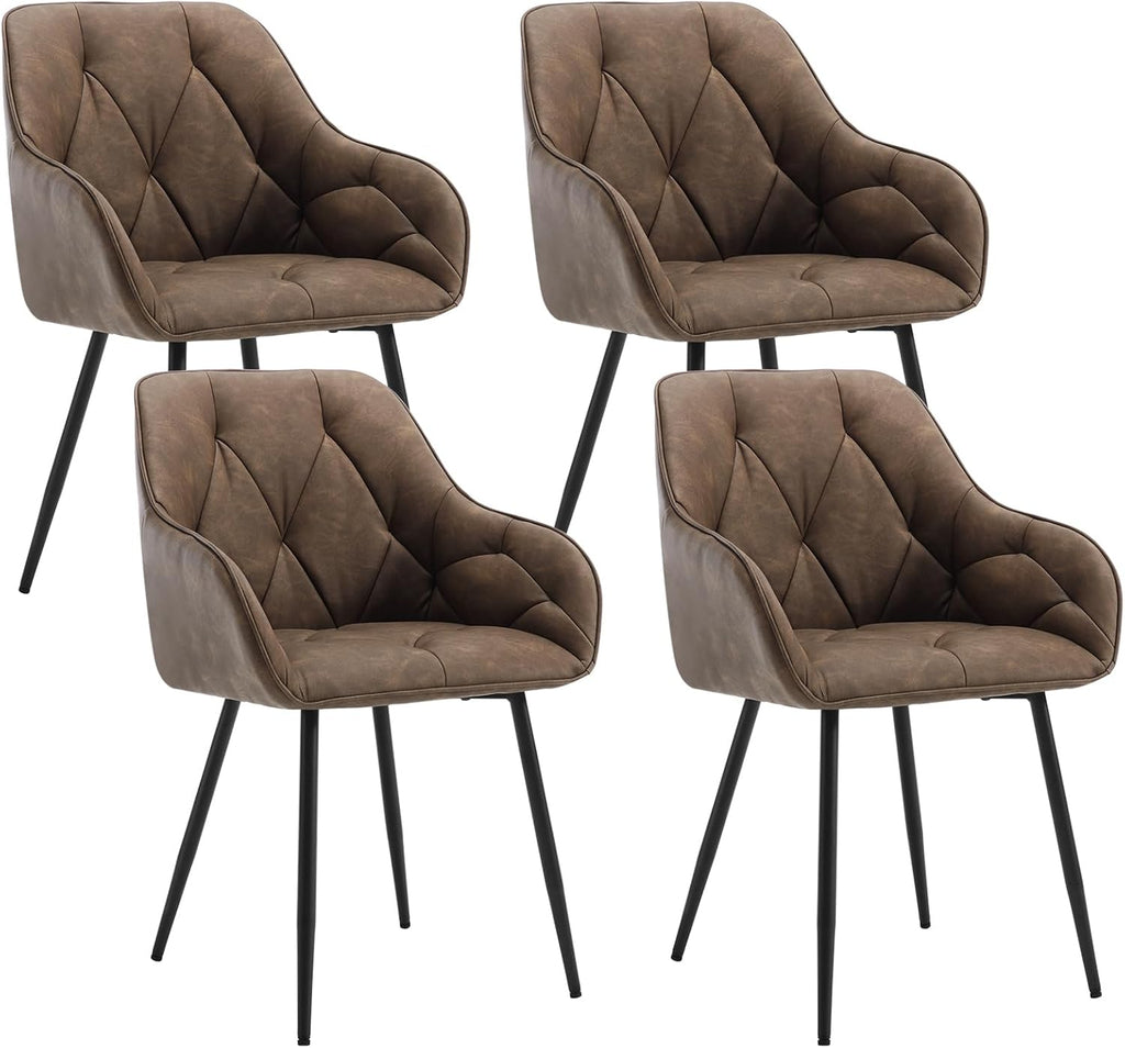 WOLTU Esszimmerstühle 4er Set, für Esszimmer Wohnzimmer, ergonomische Küchenstühle gepolstert mit Armlehnen, Metallbeinen, Sitzfläche aus