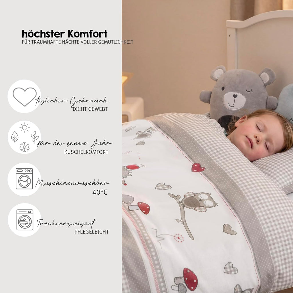 roba Babybett Set 70x140 cm mit Matratze, Bettwäsche & Himmel – Umbaubares Kinderbett zum Juniorbett, höhenverstellbar