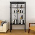 Glasvitrine Standvitrine in Schwarz, 164x42,5x36,5CM Glas Vitrine