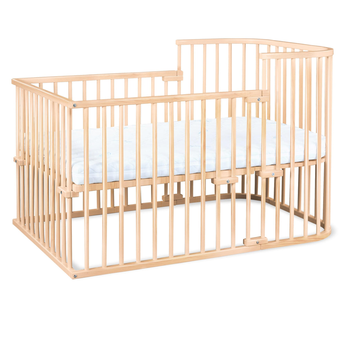 babybay Original Beistellbett aus massivem Buchenholz mit Matratze, höhenverstellbares Babybett für Neugeborene