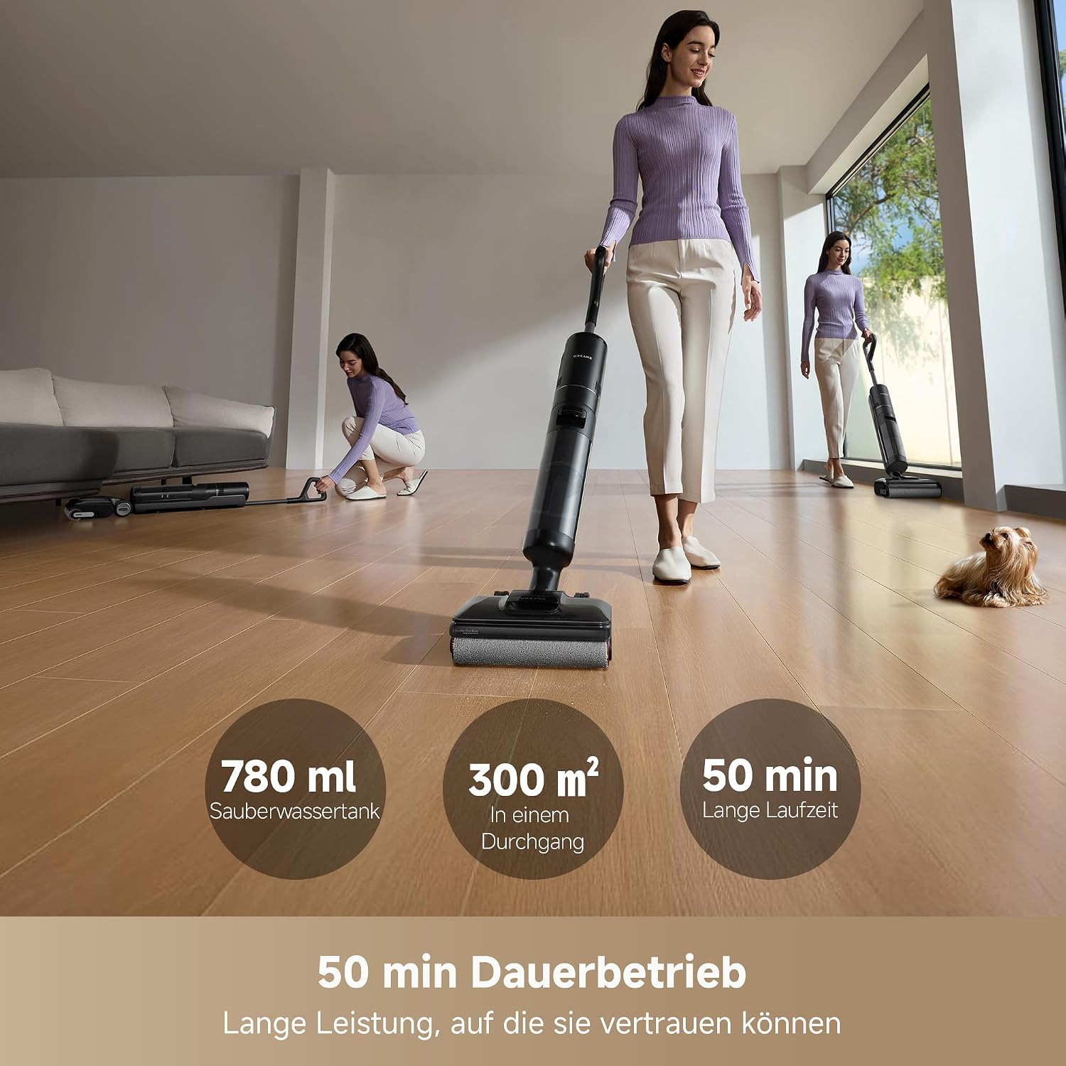 dreame H12 Pro FlexReach Nass- und Trockensauger, Flaches 180°-Design, Trocknung in 5 Minuten, 18.000 Pa Saugkraft, 90 °C Heißwäsche
