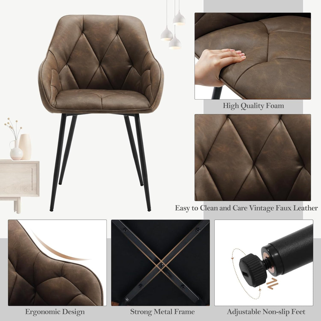 WOLTU Esszimmerstühle 4er Set, für Esszimmer Wohnzimmer, ergonomische Küchenstühle gepolstert mit Armlehnen, Metallbeinen, Sitzfläche aus