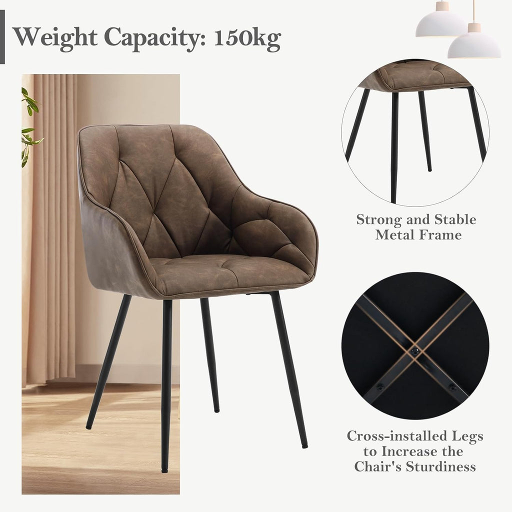 WOLTU Esszimmerstühle 4er Set, für Esszimmer Wohnzimmer, ergonomische Küchenstühle gepolstert mit Armlehnen, Metallbeinen, Sitzfläche aus