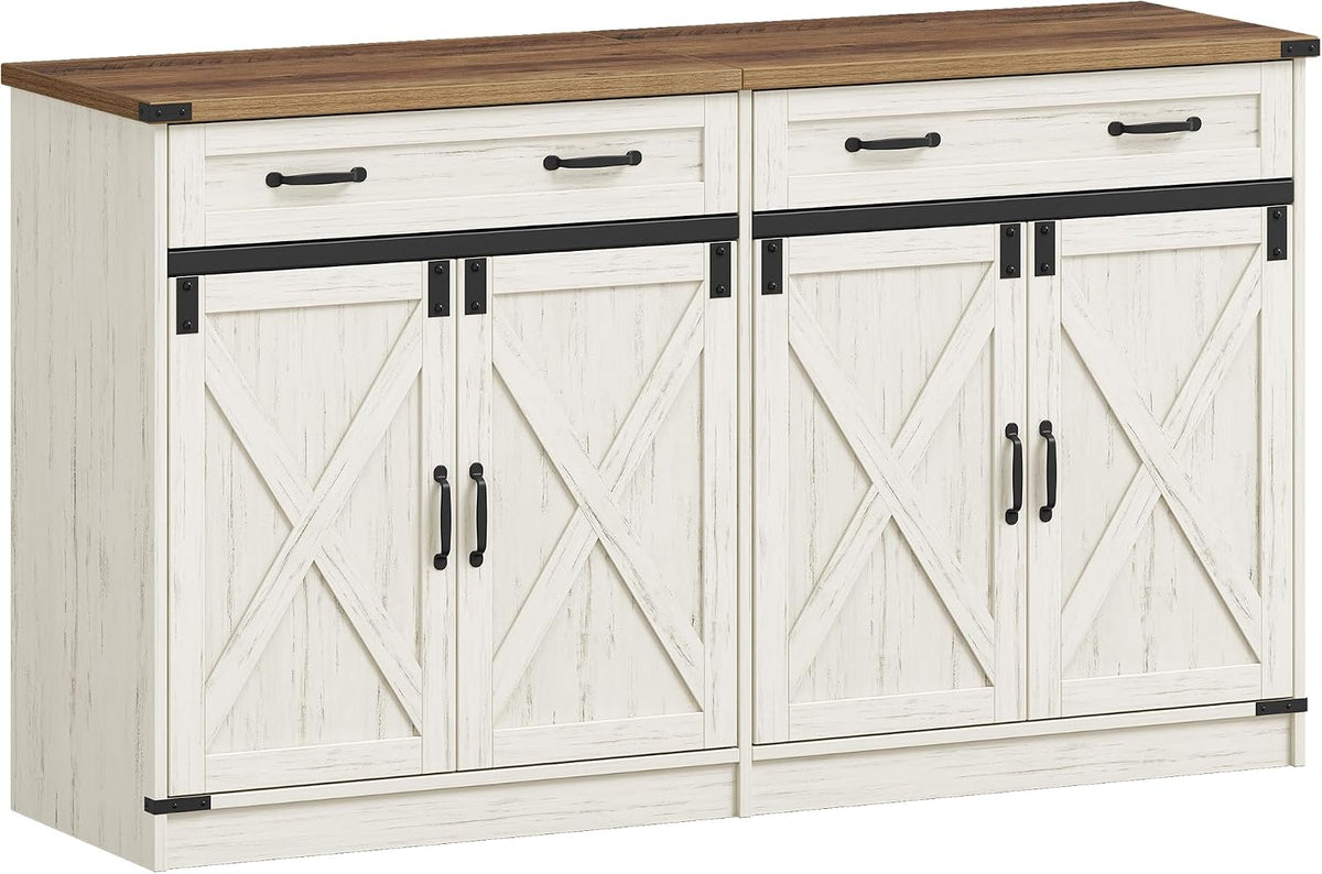 Hzuaneri Sideboard, Buffetschrank mit 2 Schublade, 4 Türen