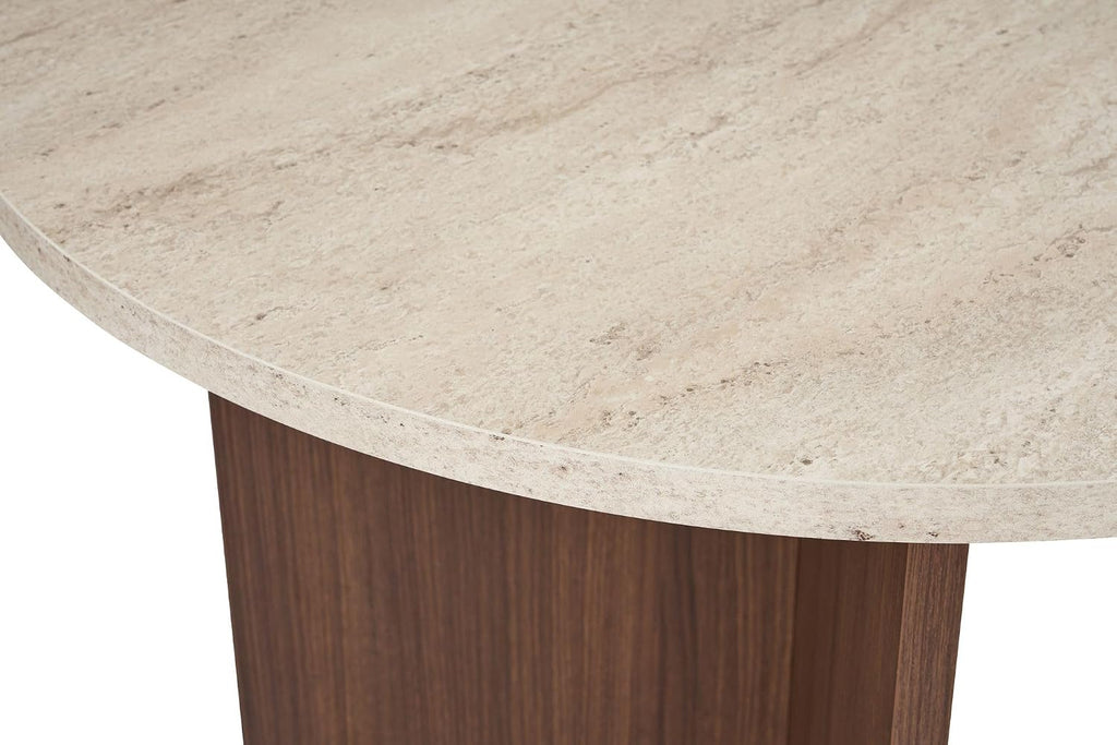 Moderner Esstisch, 180 x 90 x 75 cm, Travertine & Walnuss-Farben | 100% melaminbeschichtete Spanplatte, 25 mm Stärke | stilvolles & langlebiges