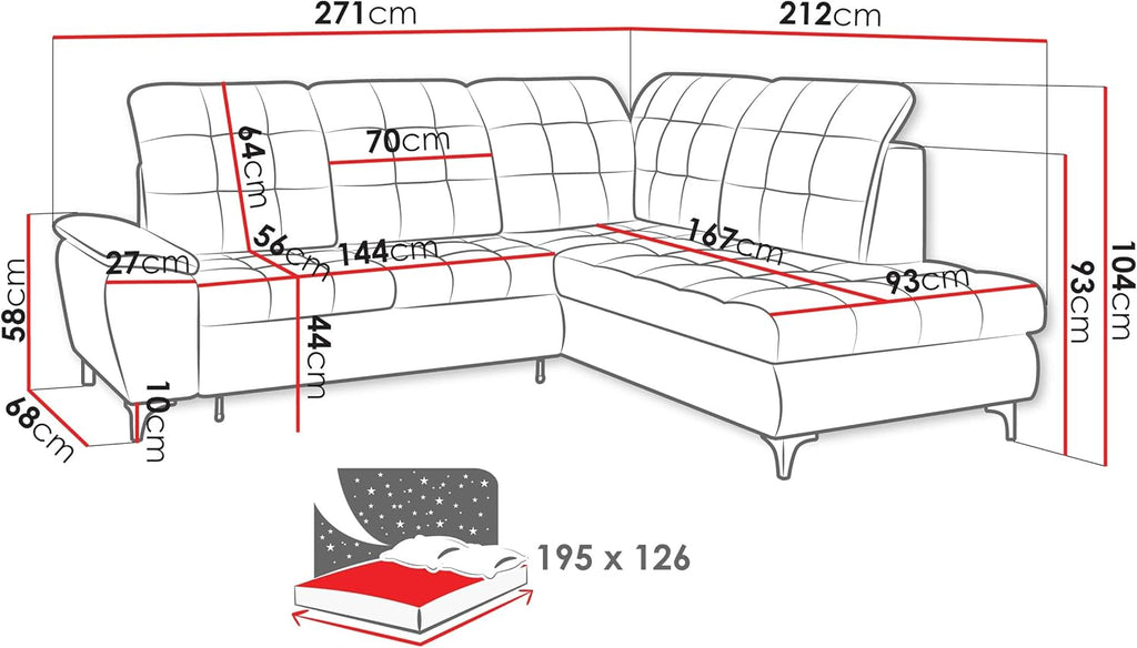 Mirjan24 Ferulk Ecksofa L-Form mit Schlaffunktion & Bettkasten, 4-Sitzer Schlafsofa für Wohnzimmer, modern